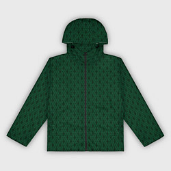 Ветровка с капюшоном женская Тёмный зелёный королевский узор, цвет: 3D-черный