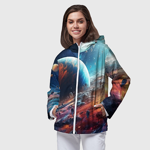 Женская ветровка Космос фантастическая планета / 3D-Белый – фото 3