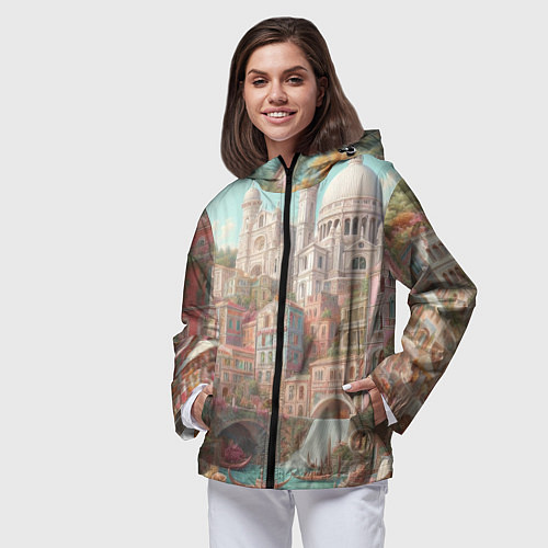Женская ветровка Город в восточном стиле / 3D-Черный – фото 3