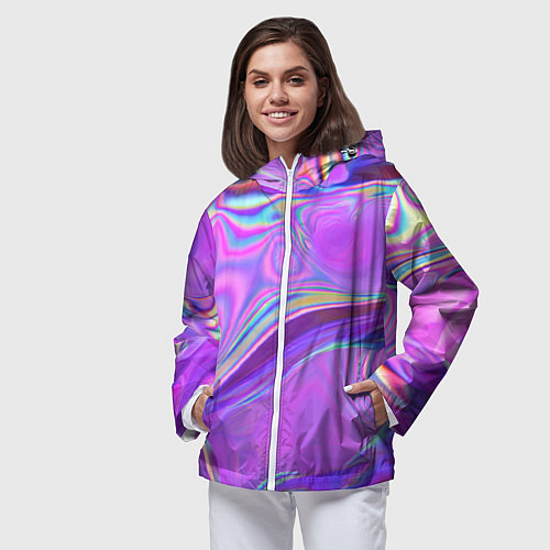 Женская ветровка Неоновый розовый бензин / 3D-Белый – фото 3