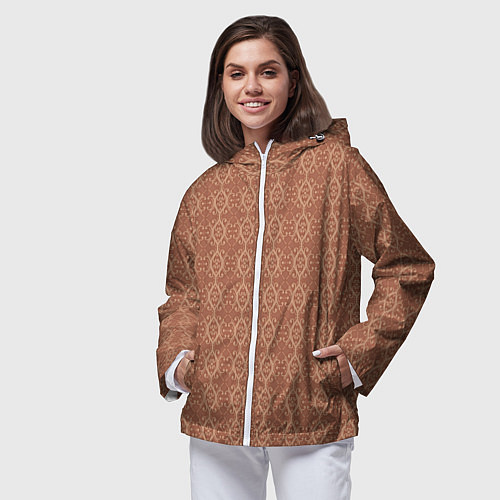 Женская ветровка Светлый коричневый кружевной узор / 3D-Белый – фото 3