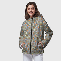 Ветровка с капюшоном женская Геометрический разноцветный узор, цвет: 3D-черный — фото 2