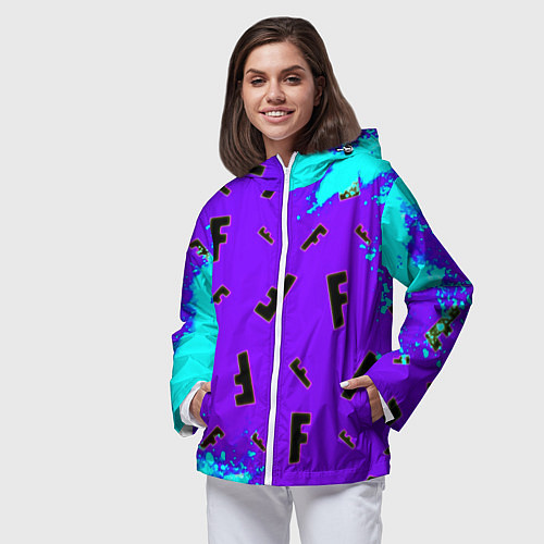 Женская ветровка Fortnite neon steel colors epic / 3D-Белый – фото 3