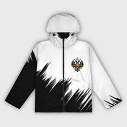 Ветровка с капюшоном женская Герб РФ просто краски, цвет: 3D-черный