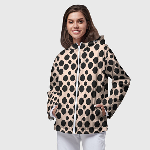 Женская ветровка Гороховый тренд черный на кремовом / 3D-Белый – фото 3