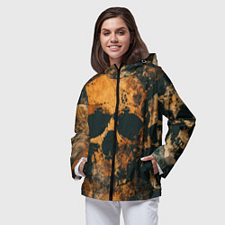 Ветровка с капюшоном женская Гранжевые черепа, цвет: 3D-черный — фото 2