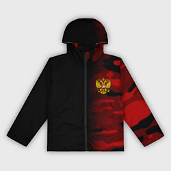 Ветровка с капюшоном женская Герб РФ камуфляжная тексткура, цвет: 3D-черный