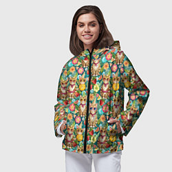 Ветровка с капюшоном женская Лето и коты на отдыхе, цвет: 3D-черный — фото 2