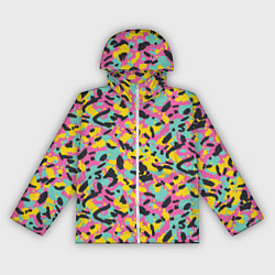 Ветровка с капюшоном женская Пиксельный камуфляжный паттерн в неоновых цветах, цвет: 3D-белый