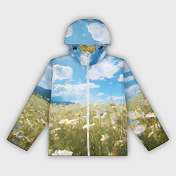 Ветровка с капюшоном женская Ромашковое поле, цвет: 3D-белый