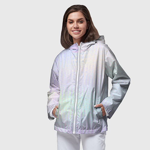 Женская ветровка Бледный сиреневый тай-дай / 3D-Белый – фото 3