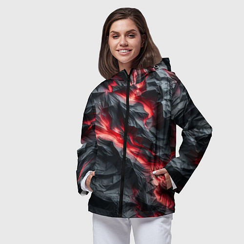 Женская ветровка Раскаленная лава на горных камнях / 3D-Черный – фото 3