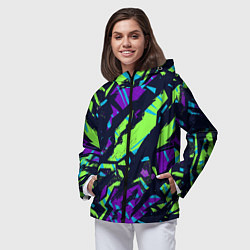 Ветровка с капюшоном женская Абстрактный фон со спортивным рисунком, цвет: 3D-черный — фото 2