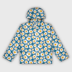 Ветровка с капюшоном женская Ромашки паттерн, цвет: 3D-белый
