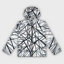 Ветровка с капюшоном женская Чёрные хаотичные линии на белом фоне, цвет: 3D-черный