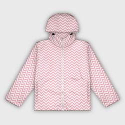 Ветровка с капюшоном женская Белый в розовые ломаные полосы, цвет: 3D-белый