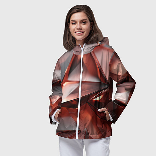 Женская ветровка Рубиновые пирамидки / 3D-Белый – фото 3