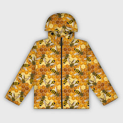 Ветровка с капюшоном женская Соты со пчелами, цвет: 3D-черный