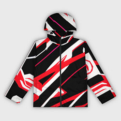 Ветровка с капюшоном женская Красно-белые полосы на чёрном фоне, цвет: 3D-черный