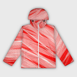 Ветровка с капюшоном женская Полосатый красно-белый, цвет: 3D-белый