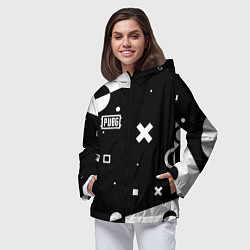 Ветровка с капюшоном женская PUBG game pattern, цвет: 3D-черный — фото 2
