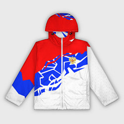 Ветровка с капюшоном женская Россия- астрактивный триколор, цвет: 3D-белый