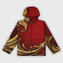 Ветровка с капюшоном женская Классический золотой узор на красном бархате, цвет: 3D-черный