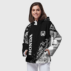 Ветровка с капюшоном женская Хонда: следы от шин, цвет: 3D-черный — фото 2
