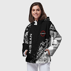 Ветровка с капюшоном женская Ниссан: следы от шин, цвет: 3D-черный — фото 2