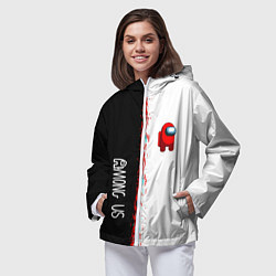 Ветровка с капюшоном женская Among us предатель, цвет: 3D-белый — фото 2