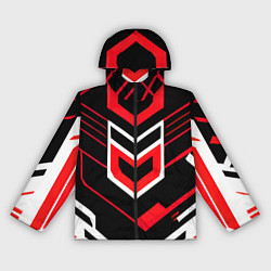 Ветровка с капюшоном женская Полосы и красно-белый шестиугольник, цвет: 3D-черный