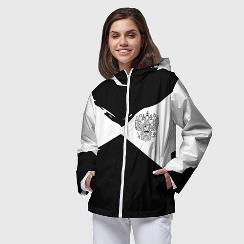 Женская ветровка Герб рф абстрактные краски / 3D-Белый – фото 3