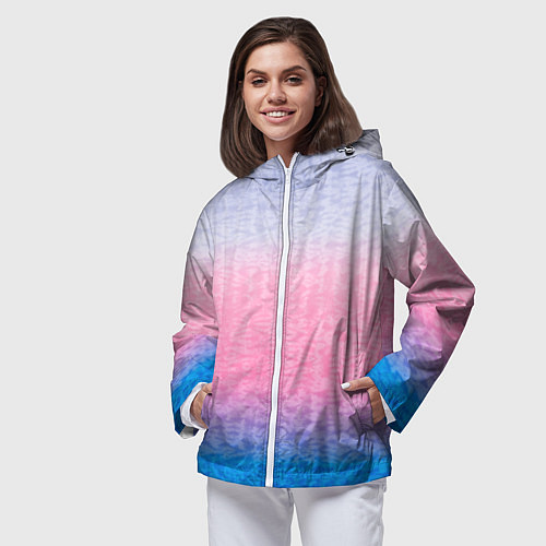 Женская ветровка Tie-dye color gradient: pink-blue / 3D-Белый – фото 3