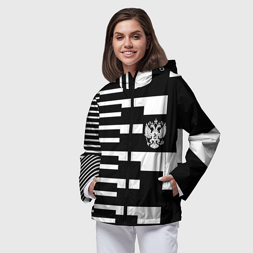 Женская ветровка Россия геометрия / 3D-Черный – фото 3