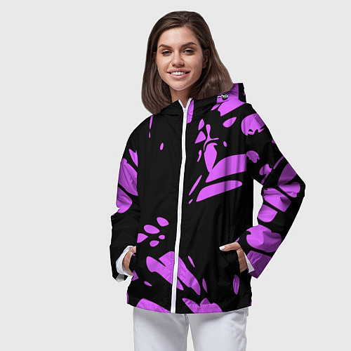 Женская ветровка Фиолетовая абстракция / 3D-Белый – фото 3