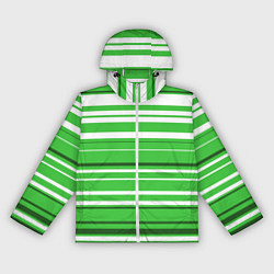 Ветровка с капюшоном женская Бело-зелёный в полоску, цвет: 3D-белый