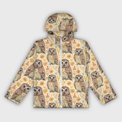 Ветровка с капюшоном женская Совы милые в паттерне, цвет: 3D-белый