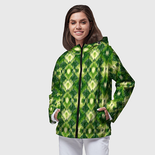 Женская ветровка Ромбовидный орнамент / 3D-Черный – фото 3