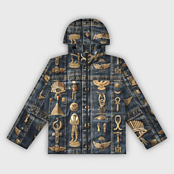 Ветровка с капюшоном женская Символы Египта на дениме, цвет: 3D-черный