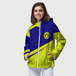 Ветровка с капюшоном женская Borussia logo geometry, цвет: 3D-белый — фото 2