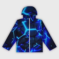 Ветровка с капюшоном женская Яркие голубые неоновые плиты в разломе, цвет: 3D-белый