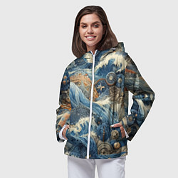 Ветровка с капюшоном женская Абстрактная композиция - нейросеть, цвет: 3D-белый — фото 2