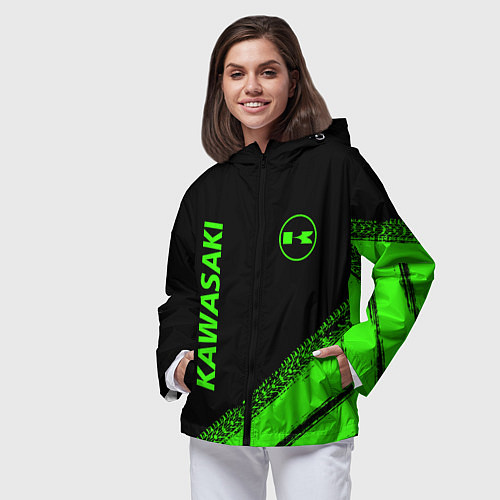 Женская ветровка Kawasaki - logo / 3D-Черный – фото 3