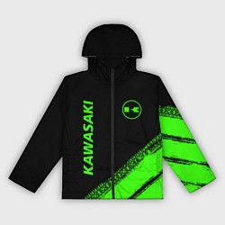 Ветровка с капюшоном женская Kawasaki - logo, цвет: 3D-черный