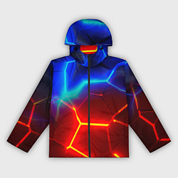 Ветровка с капюшоном женская Красные плиты с ярким светом, цвет: 3D-черный