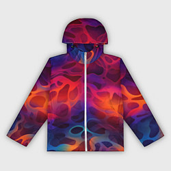 Ветровка с капюшоном женская Паттерн неоновой волны, цвет: 3D-белый