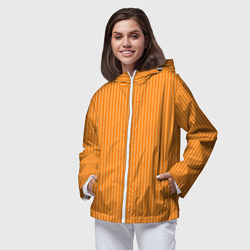 Женская ветровка Оранжевый в тонкую полоску / 3D-Белый – фото 3