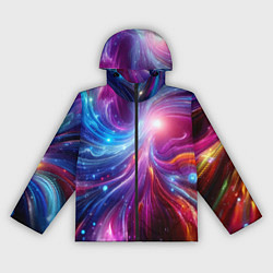 Ветровка с капюшоном женская Неоновая абстракция - нейросеть, цвет: 3D-черный