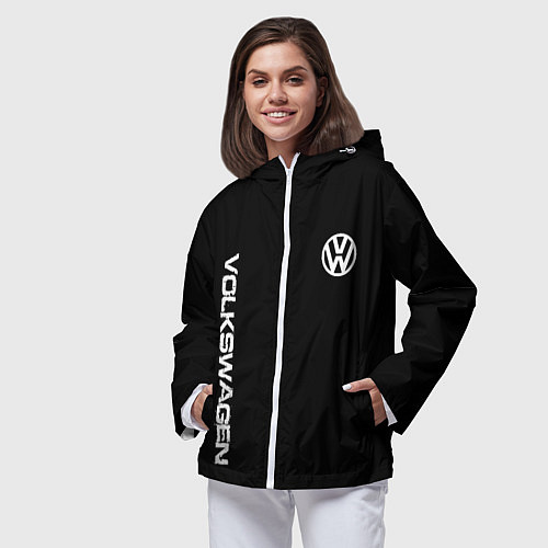 Женская ветровка Volkswagen logo white / 3D-Белый – фото 3