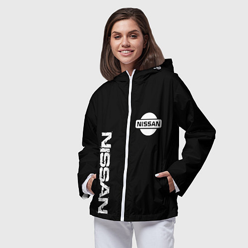 Женская ветровка Nissan logo white auto / 3D-Белый – фото 3